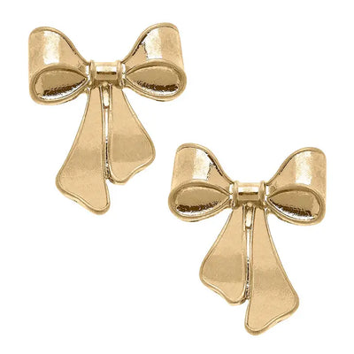 Bow Earrings in Worn Gold - Waverly Paige Boutique