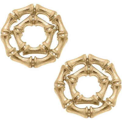 Bamboo Stud Earrings in Worn Gold - Waverly Paige Boutique
