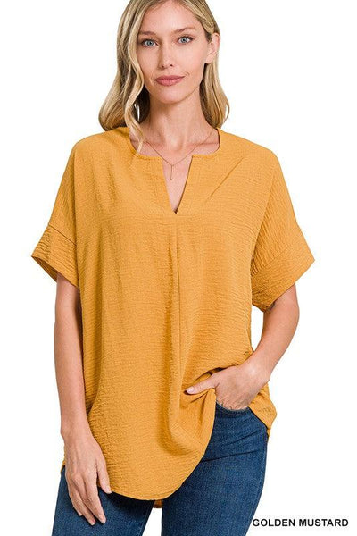 Mustard Short Sleeve Top - Waverly Paige Boutique