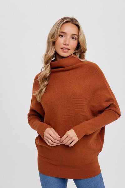 Slouch Neck Dolman Pullover in Camel - Waverly Paige Boutique