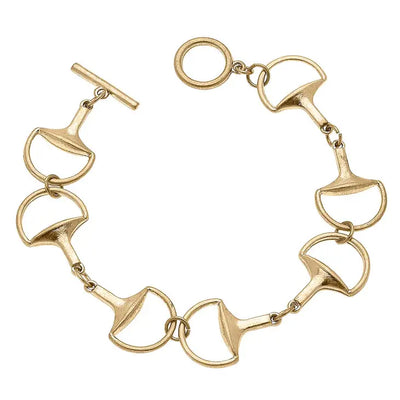 Stella Horsebit Chain Link Bracelet in Worn Gold - Waverly Paige Boutique