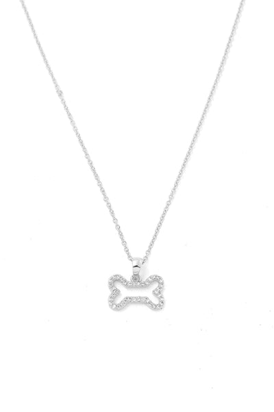 CZ Rhinestone Dog Bone Pendant Necklace - Waverly Paige Boutique