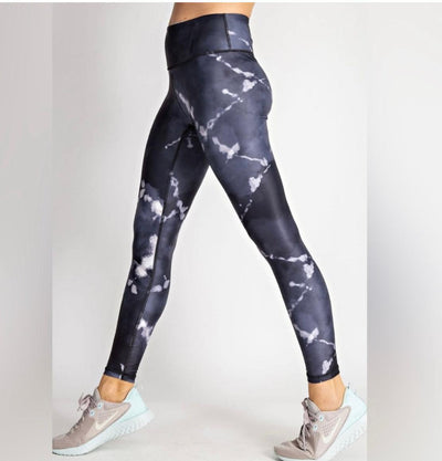 Black and Navy Tie Dye Leggings by Rae Mode - Waverly Paige Boutique