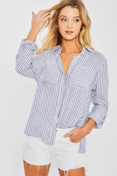Roll Sleeve Button Down Shirt - Waverly Paige Boutique