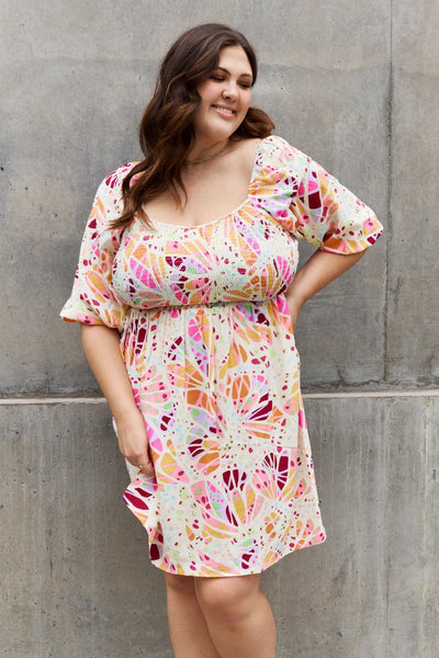 ODDI Full Size Floral Print Mini Dress - Waverly Paige Boutique