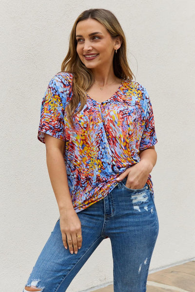 Be Stage Full Size Printed Dolman Flowy Top - Waverly Paige Boutique