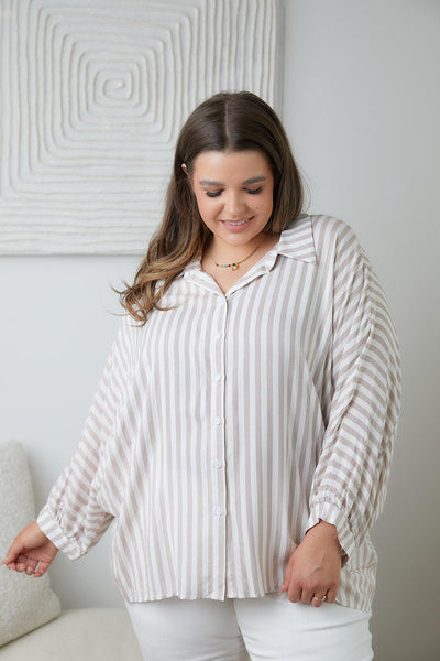 High Standards Striped Button Down - Waverly Paige Boutique