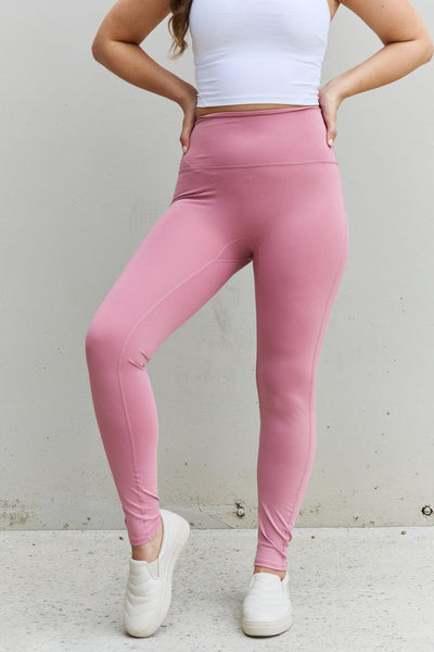 Zenana Fit For You Full Size High Waist Active Leggings in Light Rose - Waverly Paige Boutique
