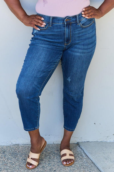 Judy Blue Aila Short Full Size Mid Rise Cropped Relax Fit Jeans - Waverly Paige Boutique