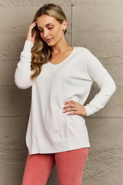 Zenana Sweater Weather Full Size Center Seam Tunic Sweater - Waverly Paige Boutique