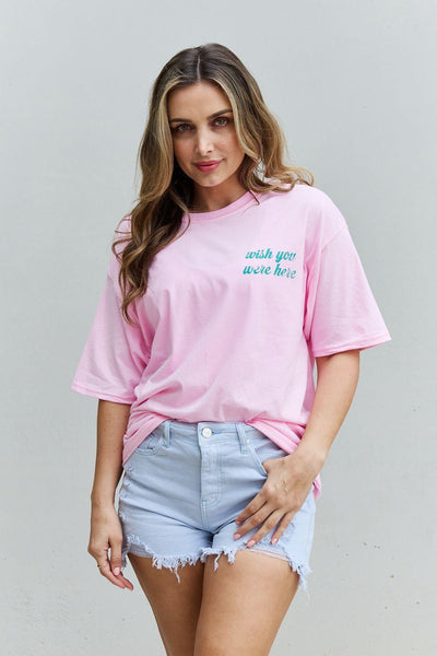 Sweet Claire "Wish You Were Here" Oversized Graphic T-Shirt - Waverly Paige Boutique