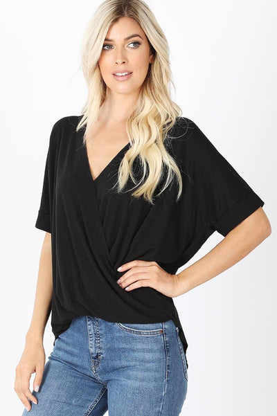Layered-Look Draped Front Top - Waverly Paige Boutique