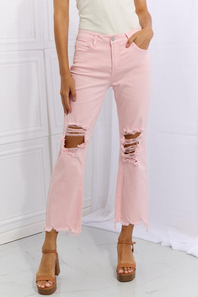 RISEN Miley Full Size Distressed Ankle Flare Jeans - Waverly Paige Boutique