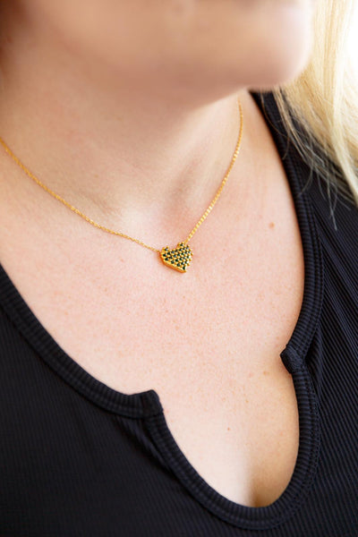 Checkered Heart Necklace - Waverly Paige Boutique