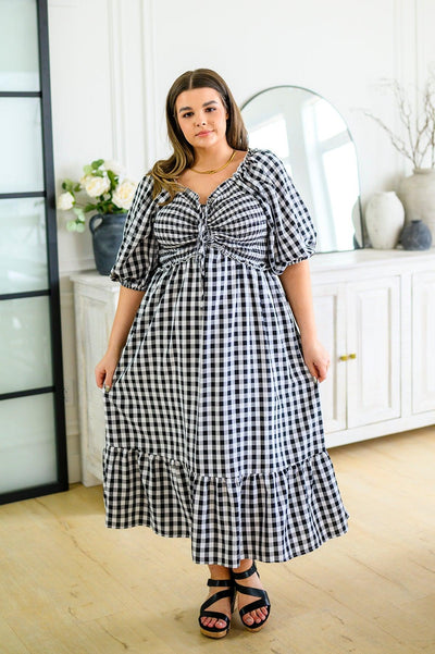 Greenville Gingham Midi Dress - Waverly Paige Boutique