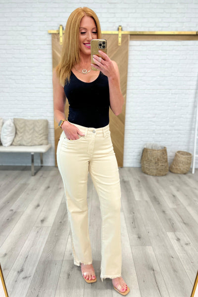 Alice High Rise Over Dyed 90's Straight Jeans in Light Khaki - Waverly Paige Boutique