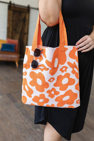 Lazy Daisy Knit Bag in Orange - Waverly Paige Boutique