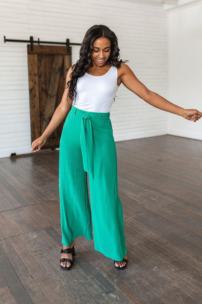 On The Other Side Wide Leg Pants in Green - Waverly Paige Boutique