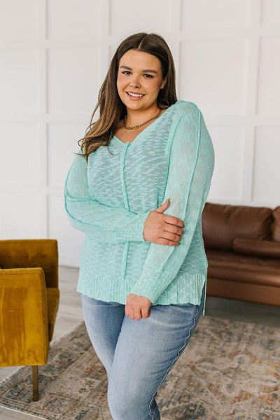 Relax With Me Knit Top in Aqua - Waverly Paige Boutique