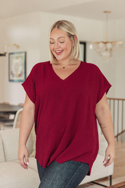 Very Much Needed V-Neck Top in Wine - Waverly Paige Boutique