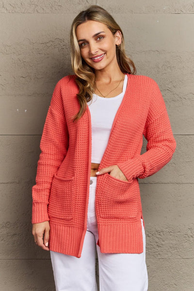 Zenana Bright & Cozy Full Size Waffle Knit Cardigan - Waverly Paige Boutique